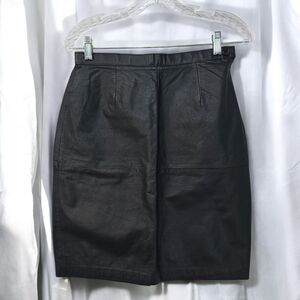 Vintage Avon Fashions Black Leather‎ Pencil Skirt Classic Office Wear Size 9/10